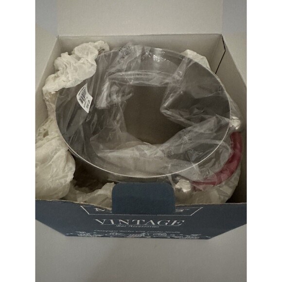 Waterford Marquis Polished Stainless Champagne Ice Bucket 8" Red Leather Handles - Picture 13 of 14